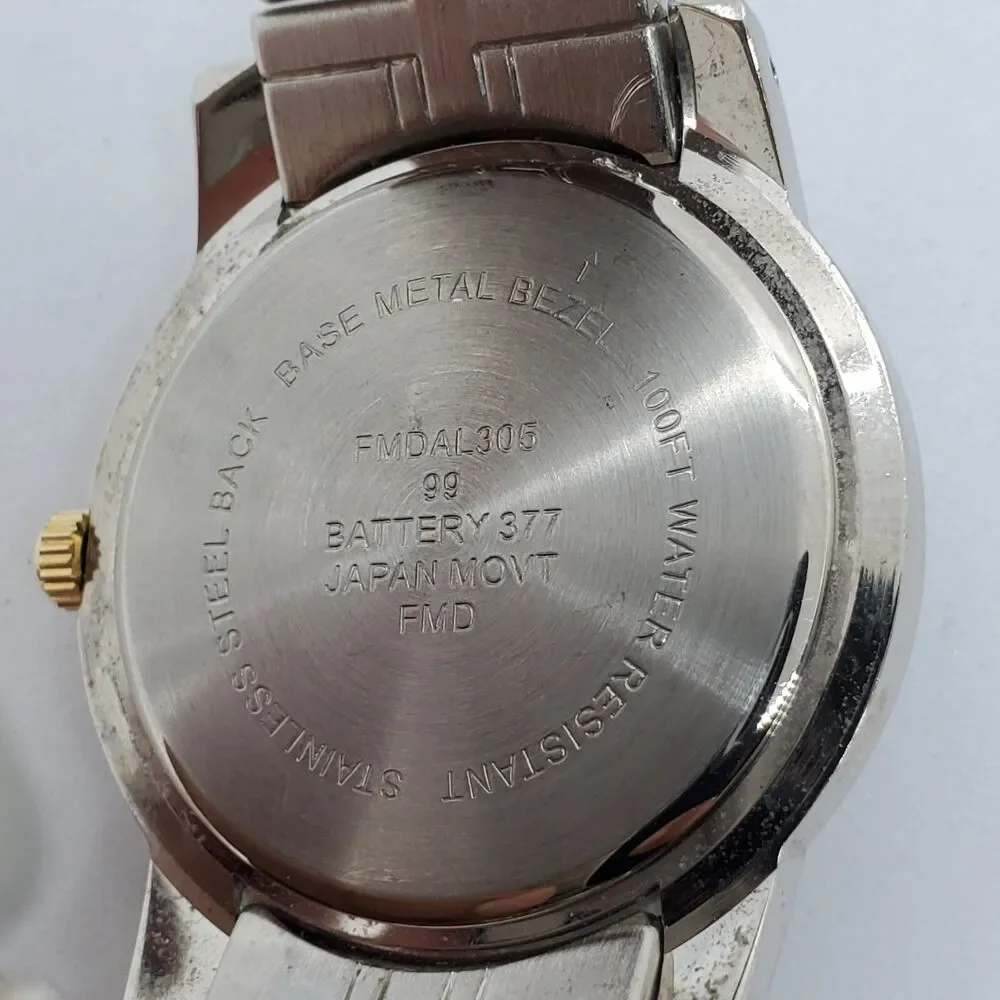Men's Watch Diamond Accent‎ 38MM Black Dial Gold Gray Band Date 7